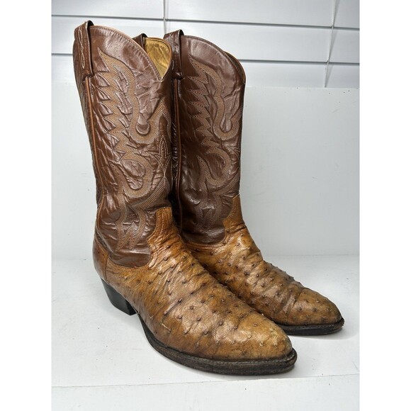 Tony Lama 8867 Men\'s Exotic Collection Ostrich Western Cowboy Boots Size 10